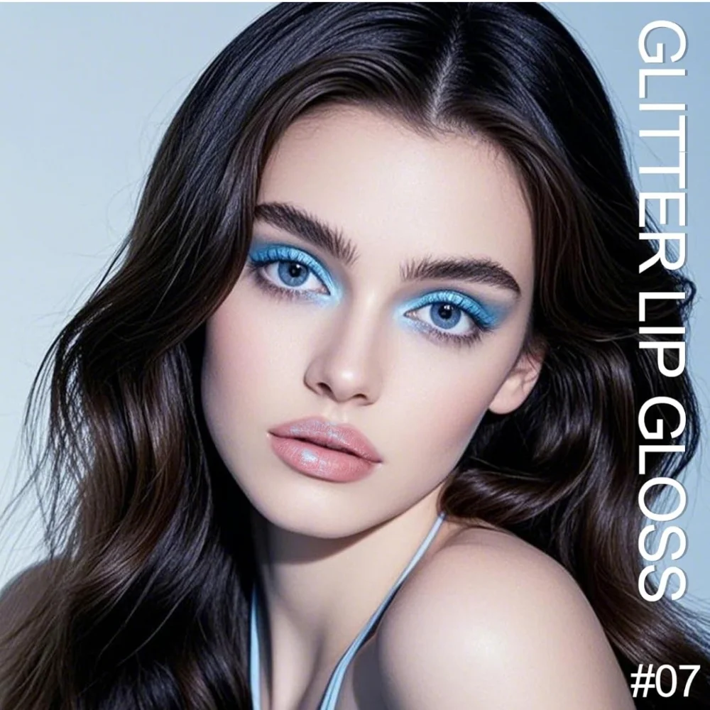 Vibrant Blue Glittet Lip Gloss